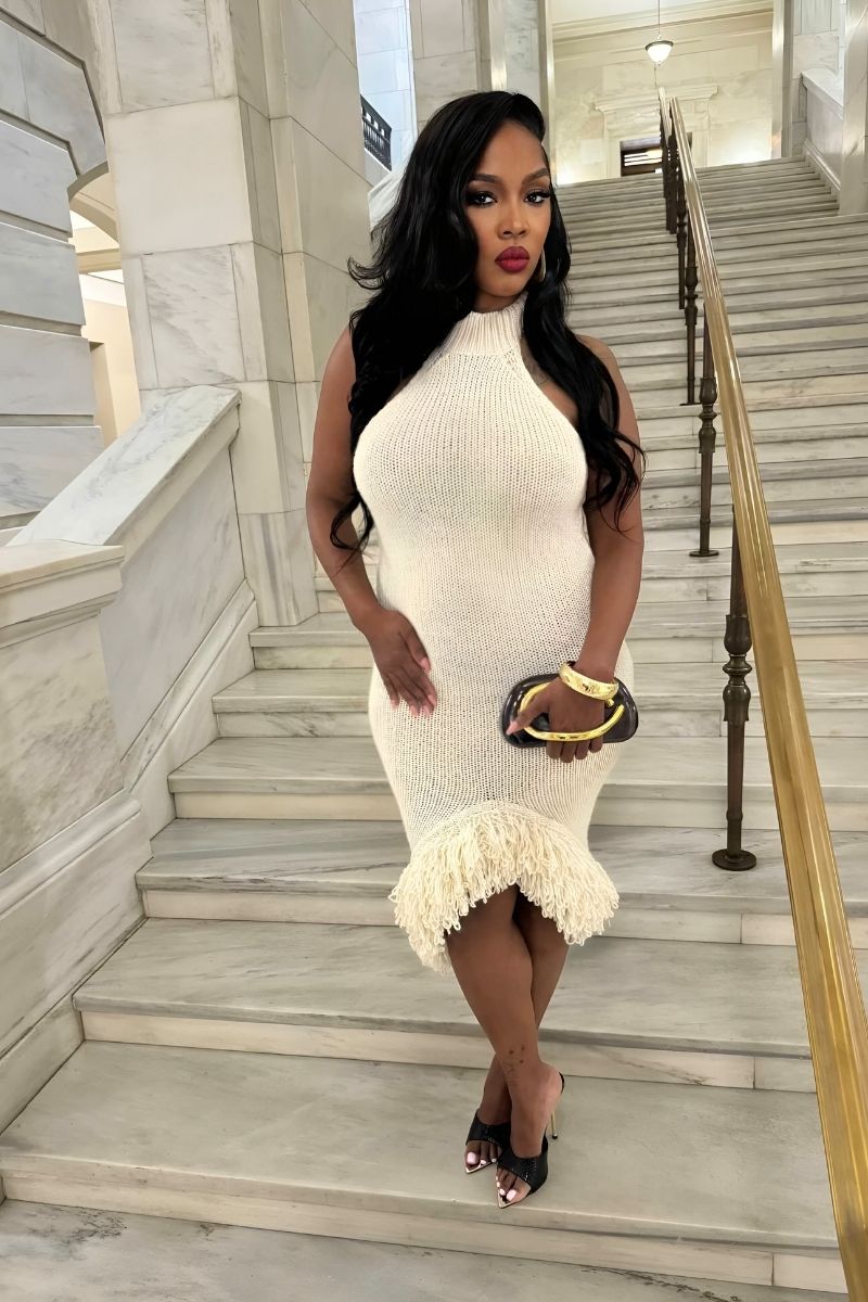 Champagne Glow Knit Dress