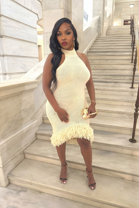 Champagne Glow Knit Dress