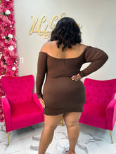 Ruched Long Sleeve Dress (Brown)