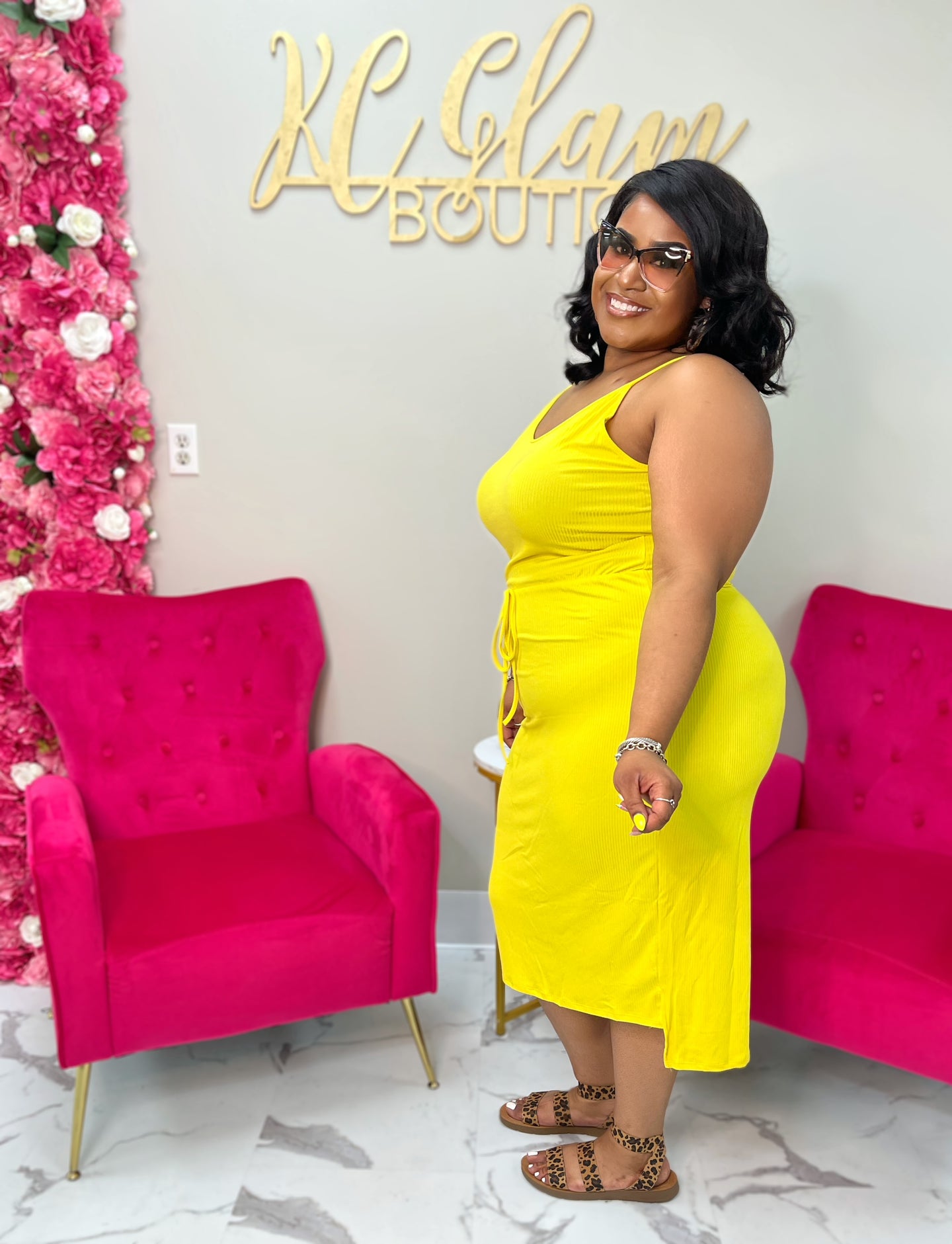 Sleeveless Tie Front Midi